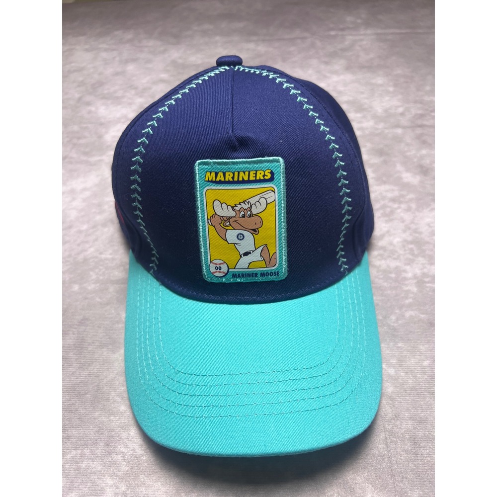 Seattle Mariners Hat Kids Navy Blue Teal Mariner Moose Snapback Baseball Cap